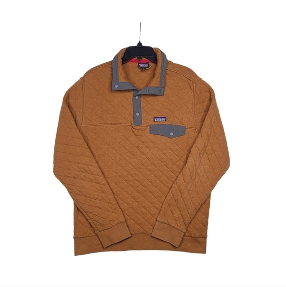 Patagonia Organic Cotton Quilt Snap-T Pullover Burnt Orange Men's Medium 25371 - Picture 1 of 12